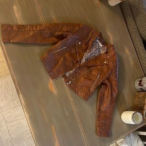 Faux leather cognac colored jacket